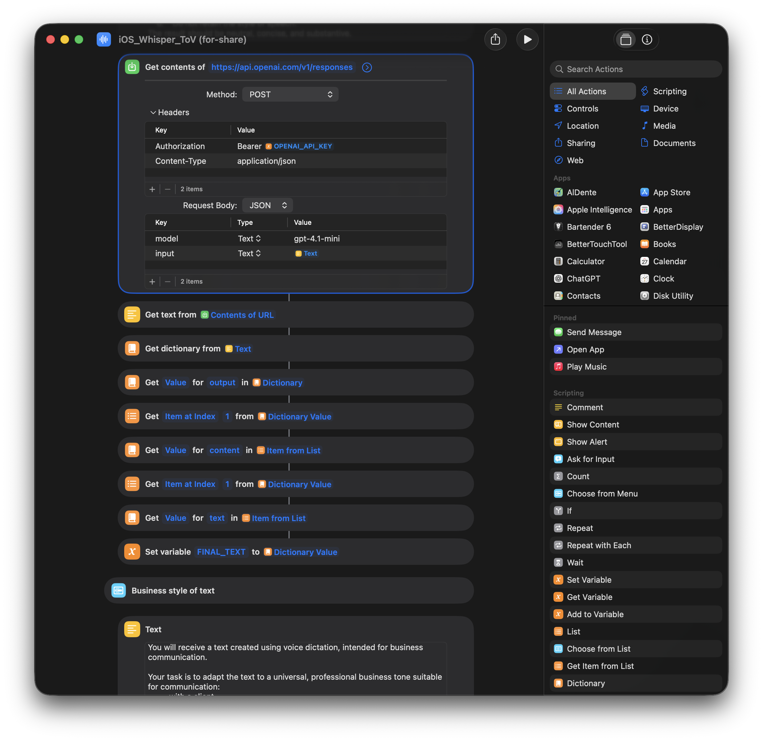 Shortcut отправляет запись на сервер Voliq